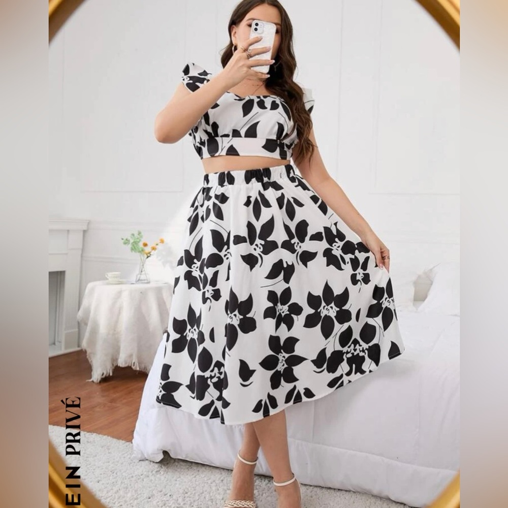 Black and white two piece dress